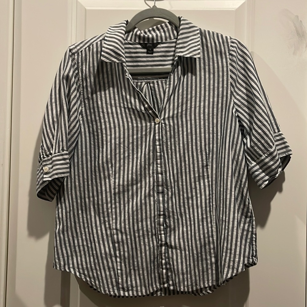 JCrew black and white striped shirt Size S